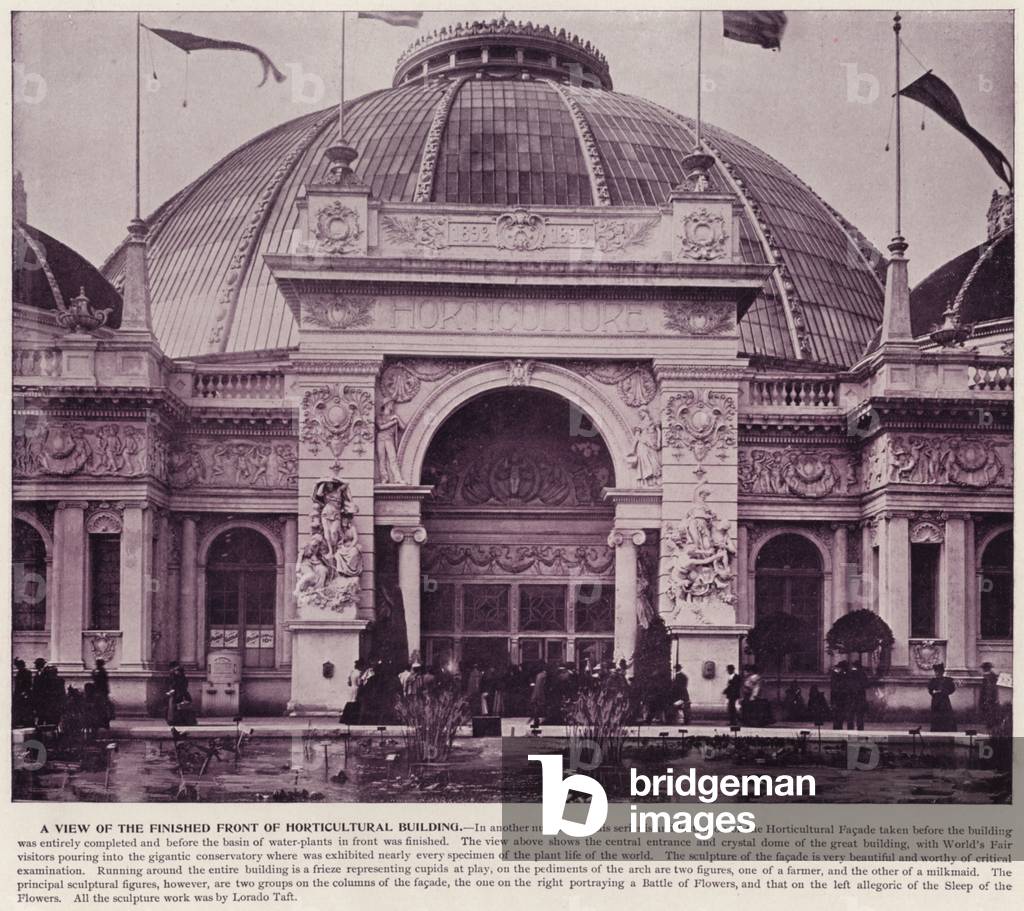 Chicago World's Fair, 1893: A View of the Finished Front of Horticultural Building (b/w photo)