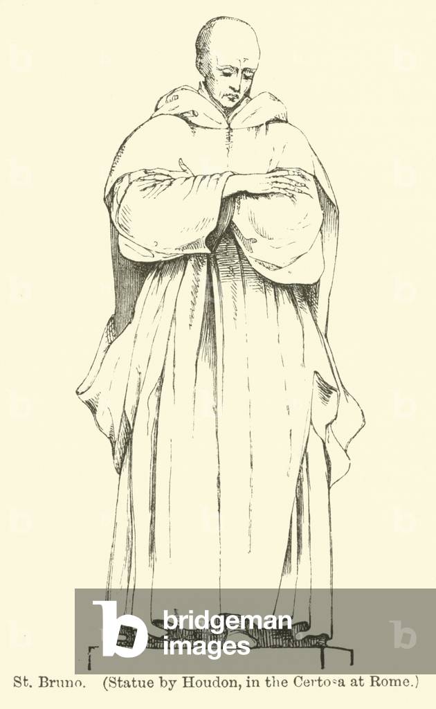 St Bruno, statue by Houdon, in the Certosa at Rome (engraving)