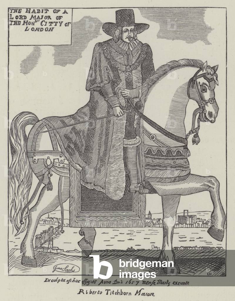 Robert Tichborne, Lord Mayor of London, on horseback, 1657 (engraving)