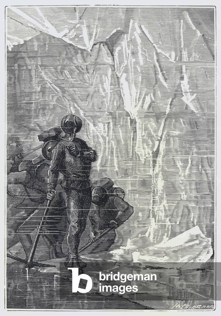 Illustration for Twenty Thousand Leagues Under The Sea by Jules Verne (engraving)