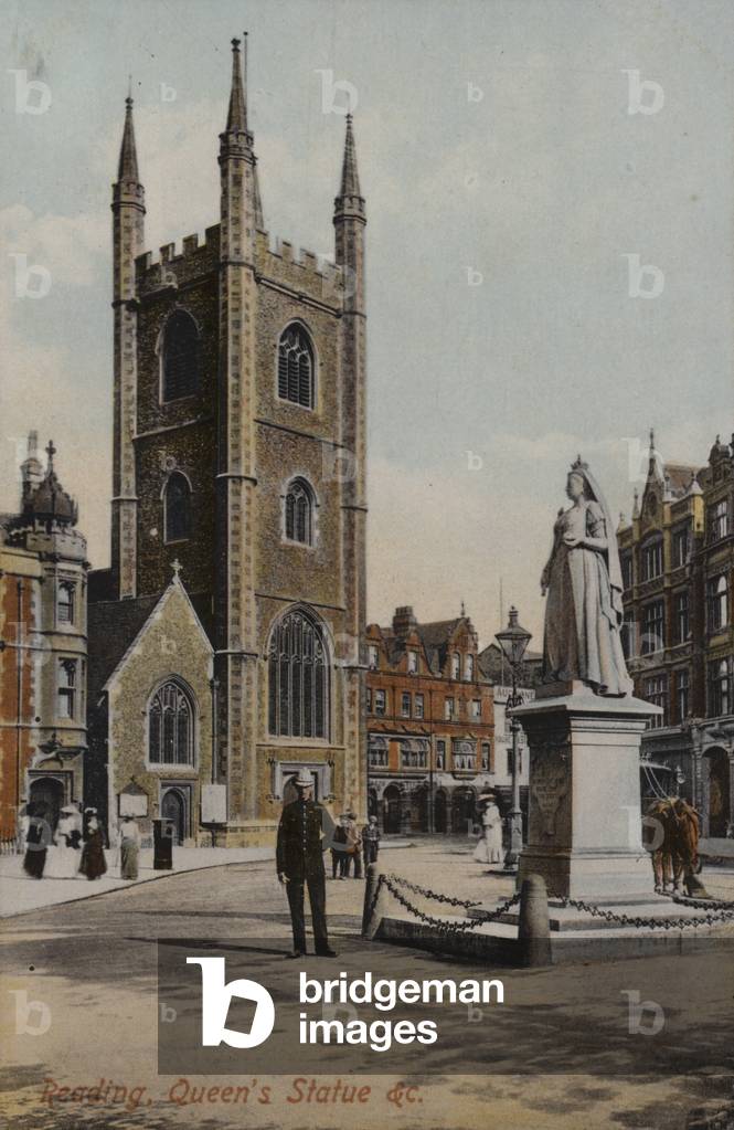 Queen's Statue, Reading (coloured photo)