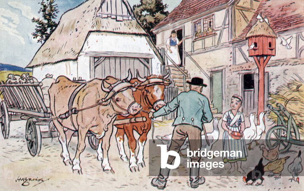 Auf dem Bauernhof (on the farm) (colour litho)