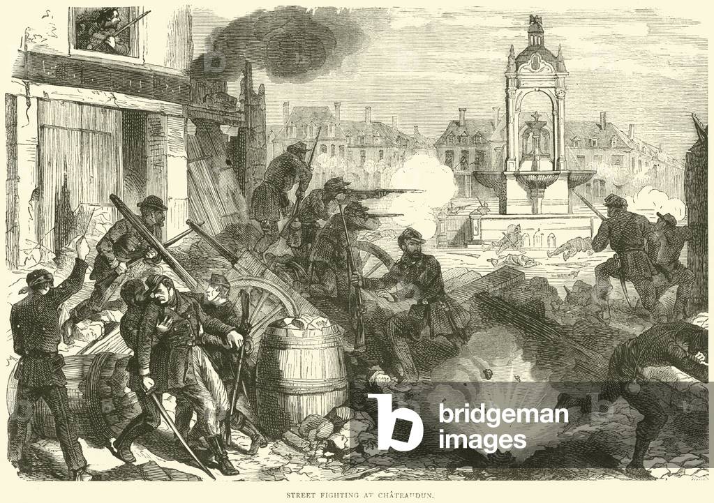 Street fighting at Chateaudun, October 1870 (engraving)