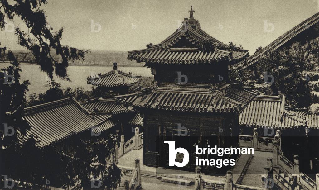 China, Peking, Temple Island (b/w photo)
