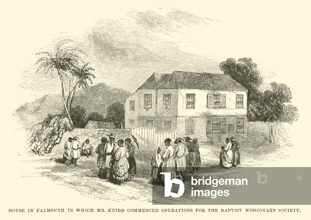 House in Falmouth in which Mr Knibb commenced operations for the Baptist Missionary Society (engraving)