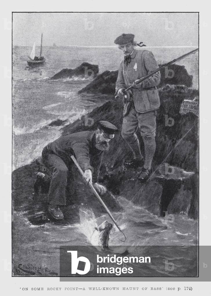'On some rocky point, a well-known haunt of bass' (litho)