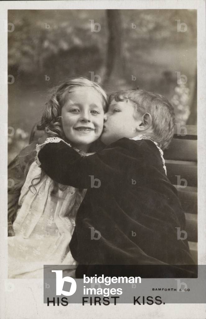 His first kiss (b/w photo)