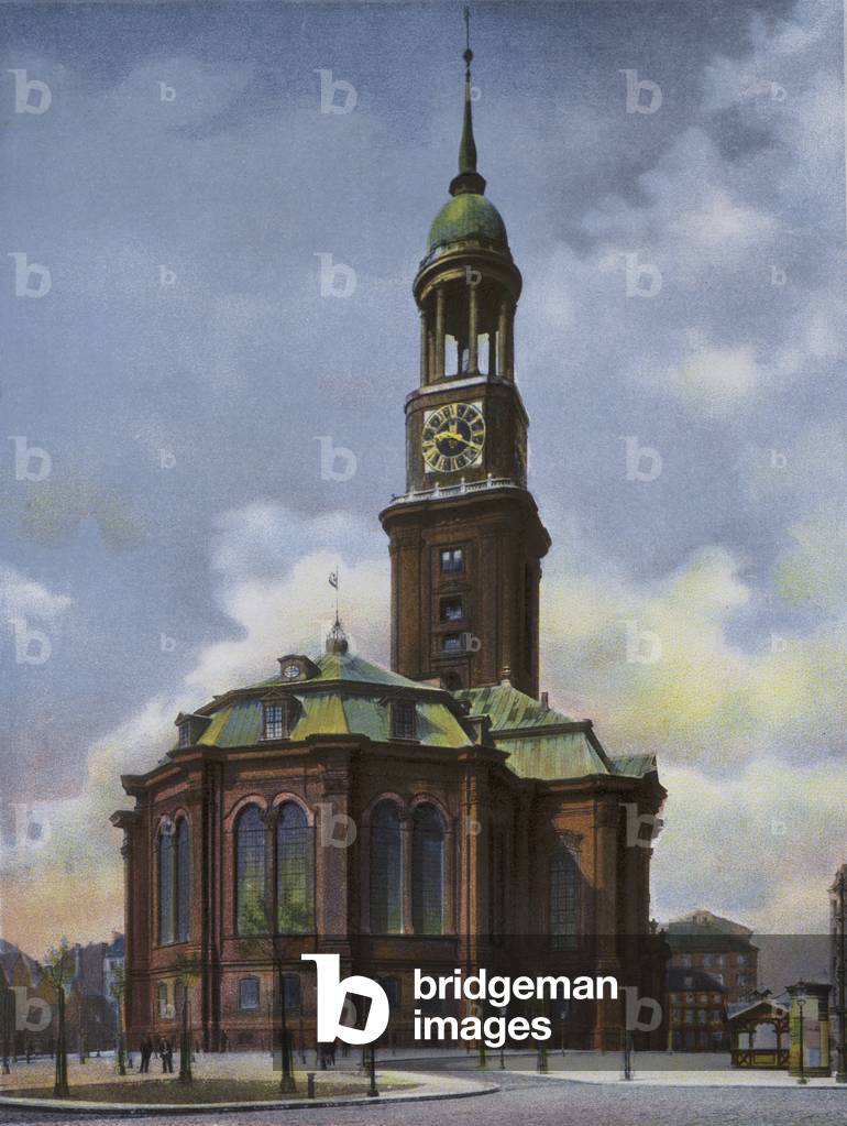 Hamburg: Michaeliskirche, abgebrannt 3 Juni 1906, neu erbaut 1906-12 (photo)