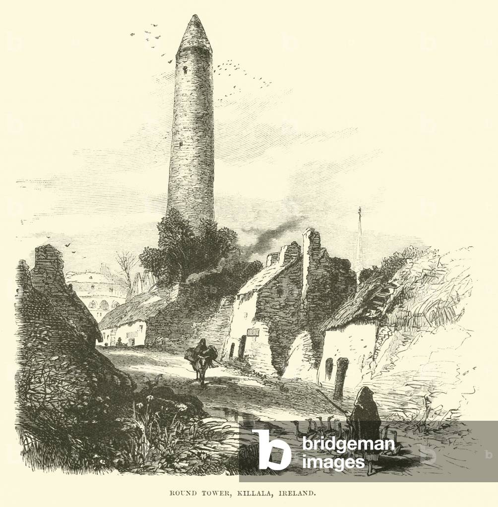 Round Tower, Killala, Ireland (engraving)