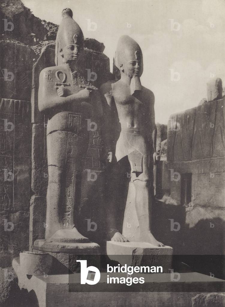 Luxor, The New Statues (b/w photo)