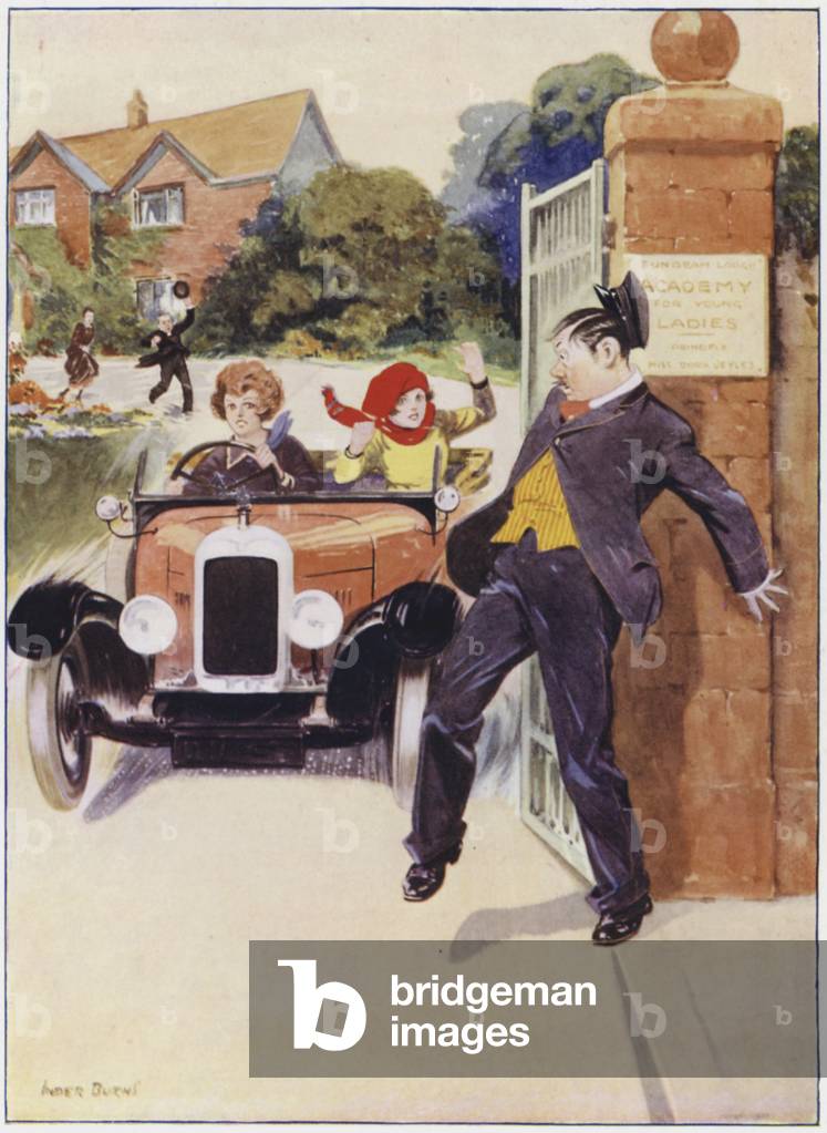 Escaping the Academy for Ladies (colour litho)