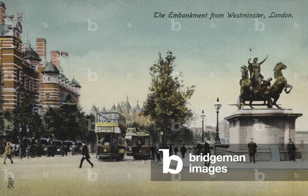 The Embankment from Westminster, London (coloured photo)