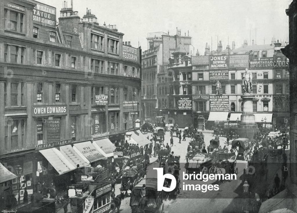 King William Street, the Cannon Street End, showing King William's Statue (b/w photo)