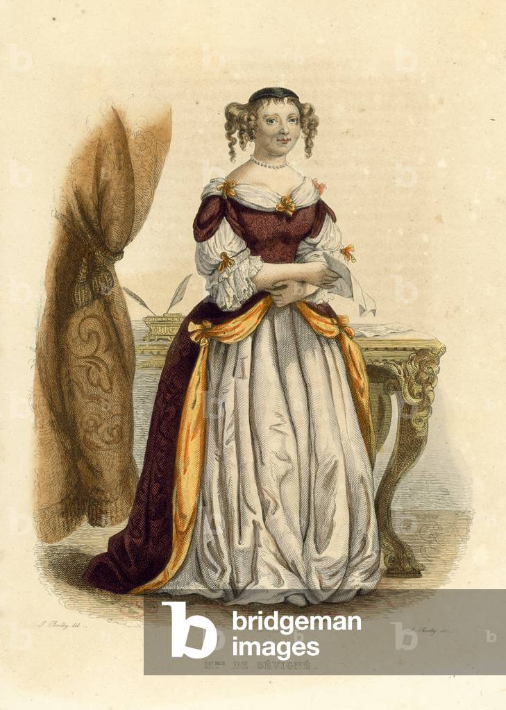 La Marquise de Sevigne (coloured engraving)