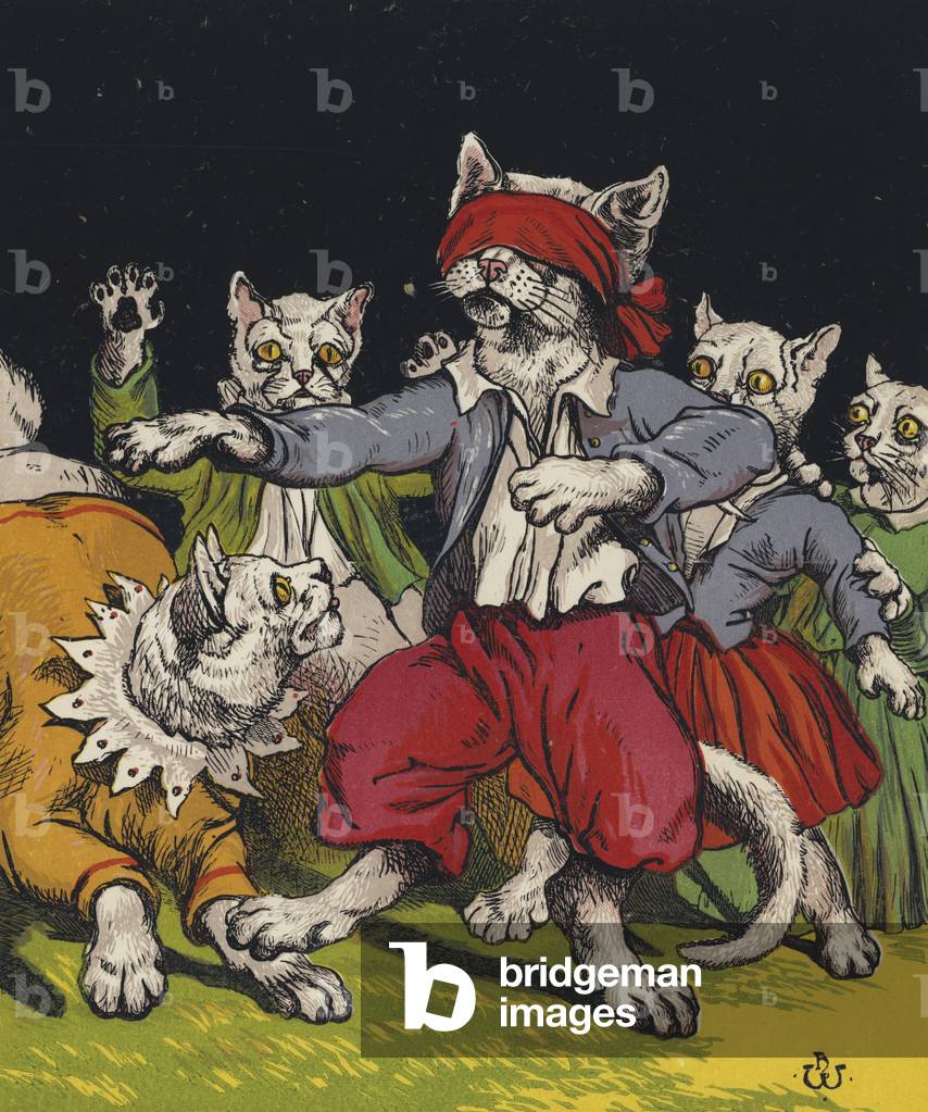 The Cats' Tea Party (colour litho)