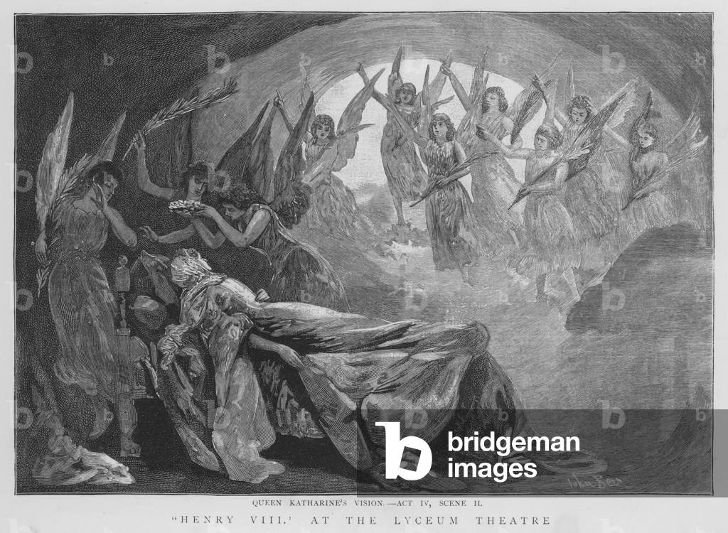 Queen Katherine's vision, scene from a production of Shakespeare's Henry VIII at the Lyceum Theatre, London (litho)