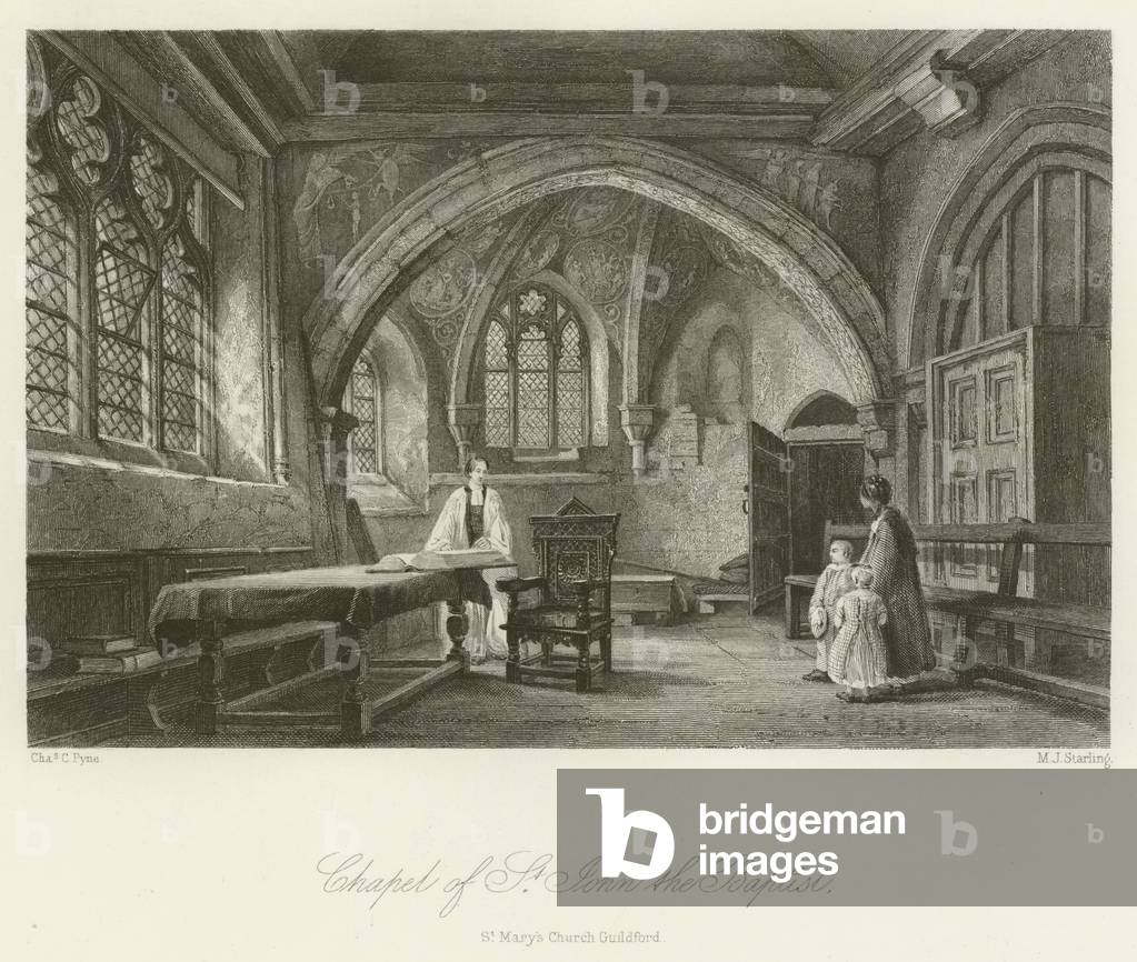 Chapel of St John the Baptist, St Mary's Church Guildford (engraving)