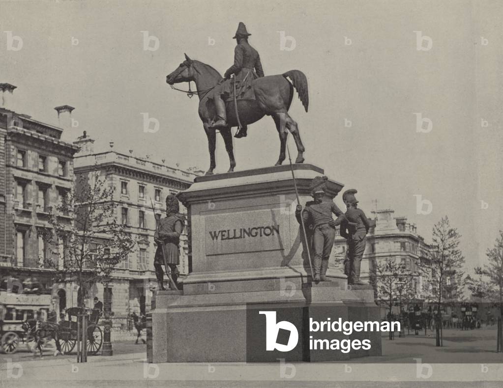 The Statue of the Duke of Wellington (b/w photo)