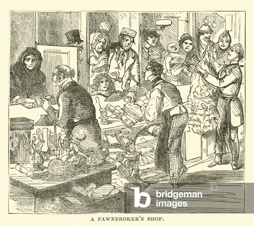 A Pawnbroker's shop (engraving)