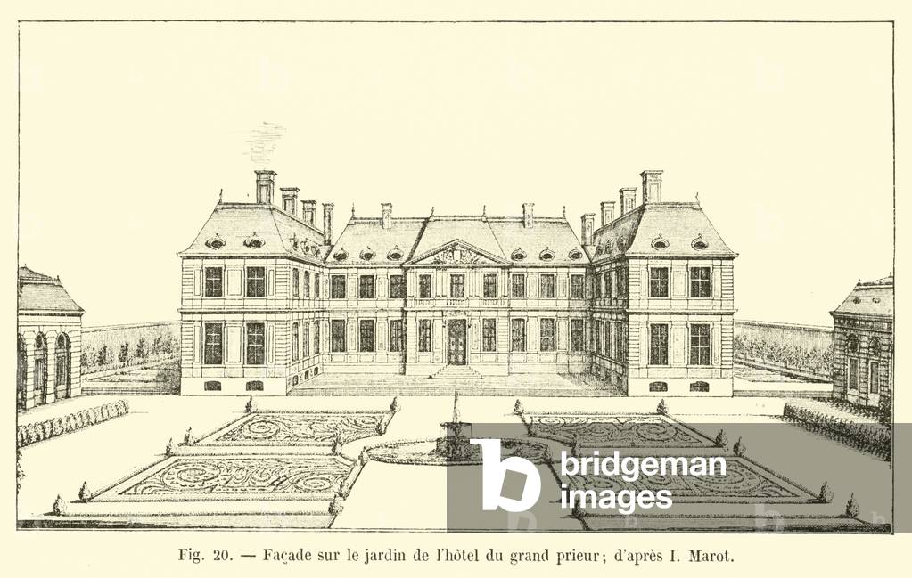Facade sur le jardin de l'hotel du grand prieur; d'apres I Marot (engraving)