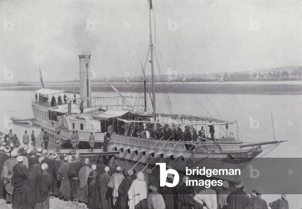 Egypt: Rabanieh, Khedivial Yacht on the Nile (b/w photo)