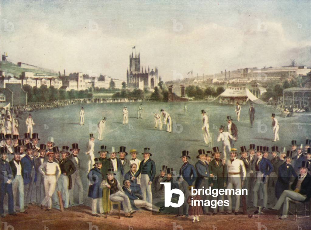 Sussex v Kent cricket match, 1848 (colour litho)