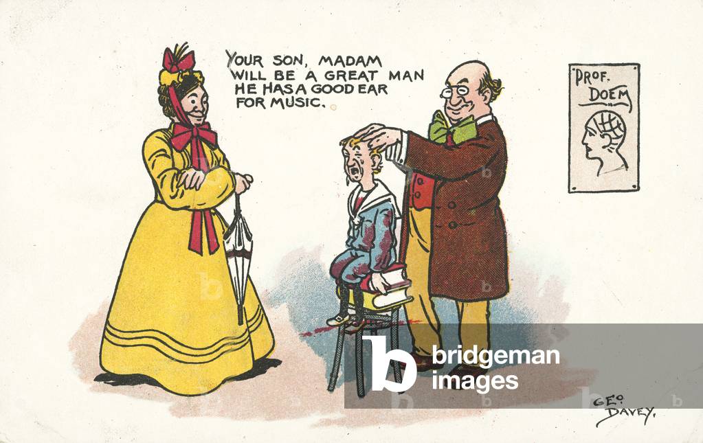 Your son, Madam, will be a great man, he has a good ear for music (colour litho)