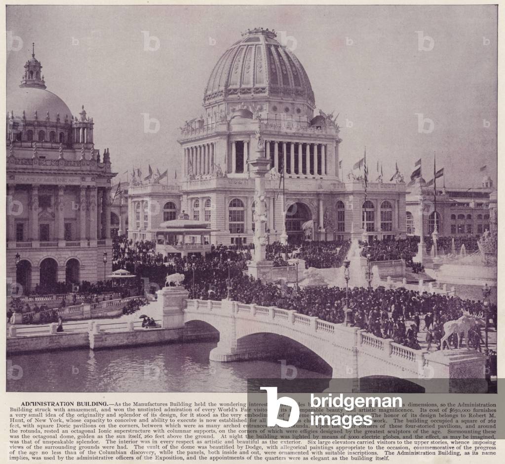 Chicago World's Fair, 1893: Administration Building (b/w photo)