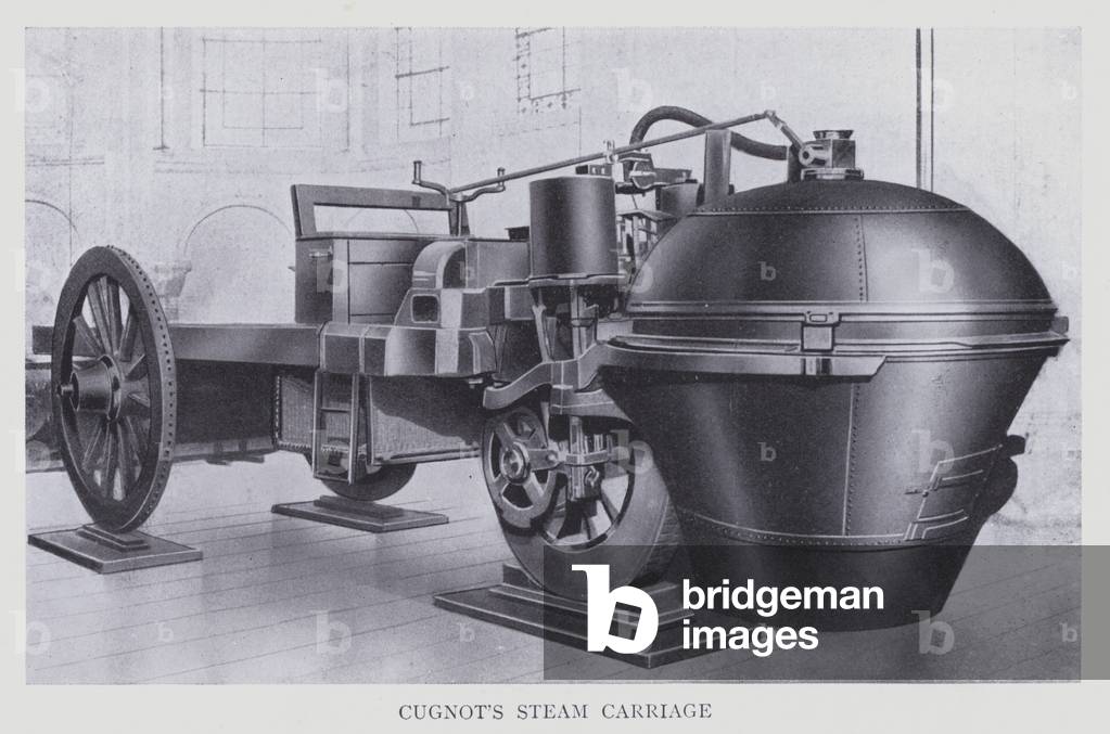 Cugnot's steam carriage (b/w photo)