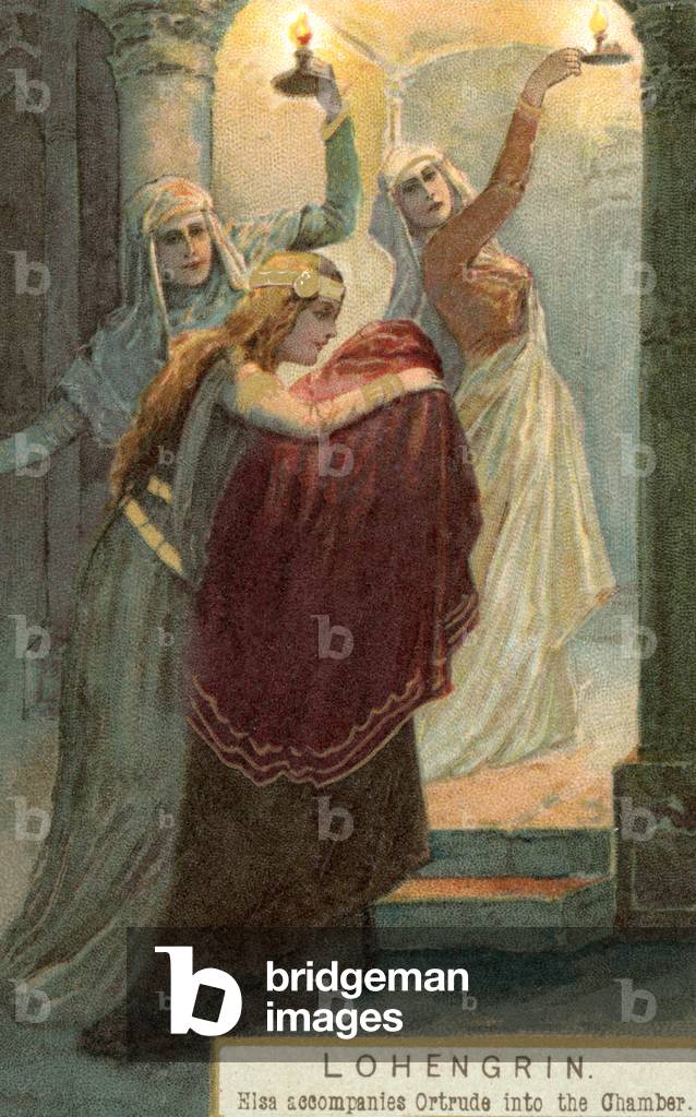 Scene from Lohengrin: Elsa accompanies Ortrude into the chamber (chromolitho)