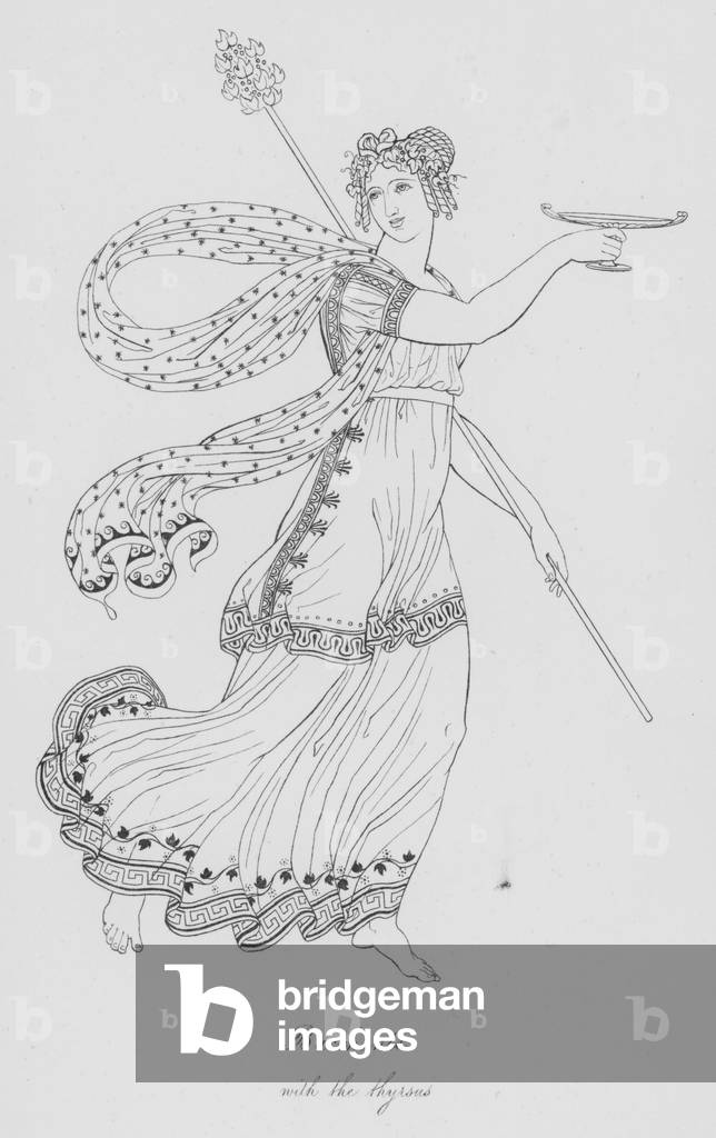 Bacchante, with the thyrsus (engraving)