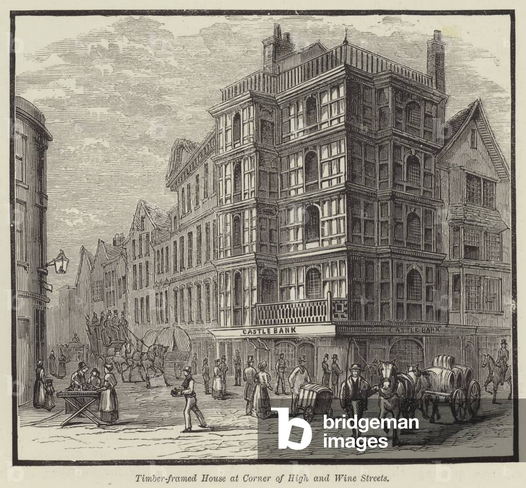 Timber-framed House at Corner of High and Wine Streets (engraving)