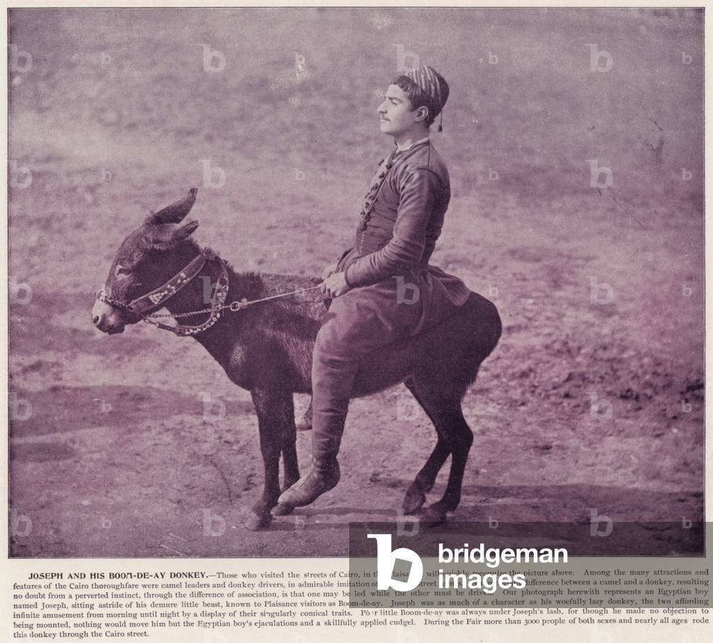 Chicago World's Fair, 1893: Joseph and his Boom-de-ay Donkey (b/w photo)