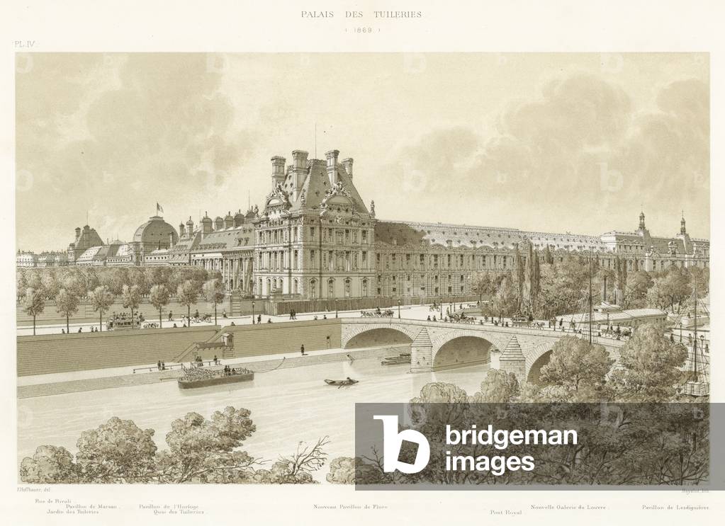 Palais des Tuileries, 1869 (colour litho)