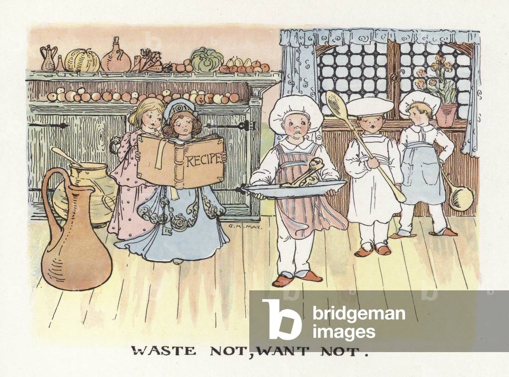 Proverbs Improved: Waste Not, Want Not (colour litho)