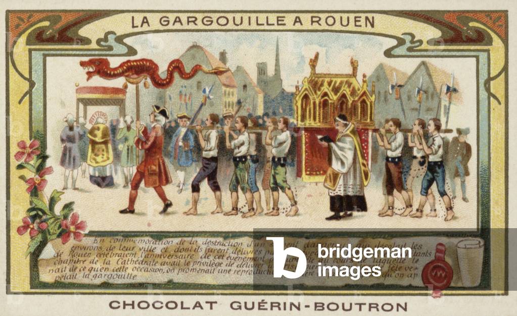 Commemorating the deliverance of Rouen from the Gargouille by St Romanus (chromolitho)
