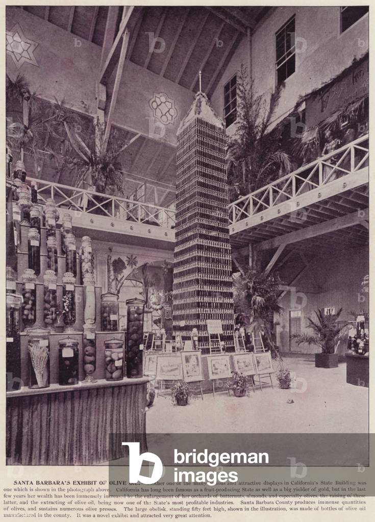 Chicago World's Fair, 1893: Santa Barbara's Exhibit of Olive Oil (b/w photo)