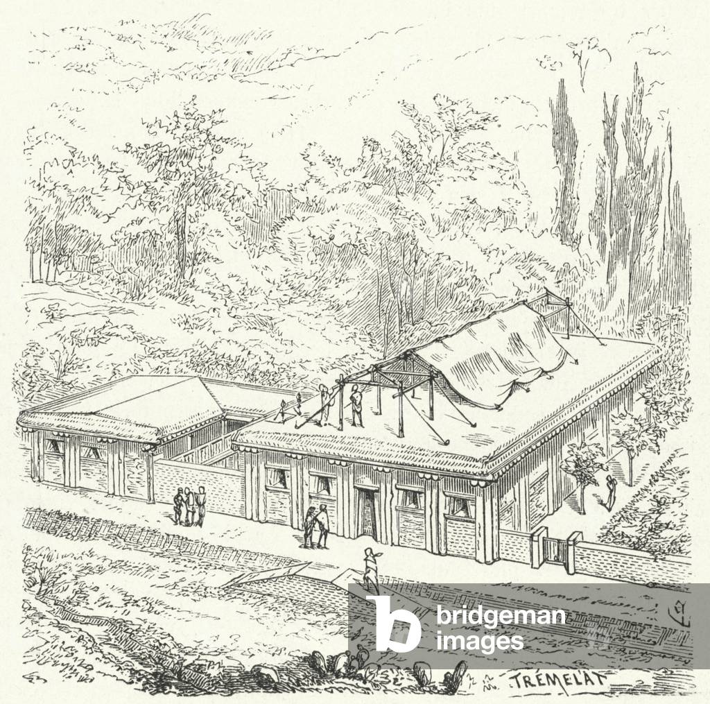 Ancient Assyrian dwellings (engraving)