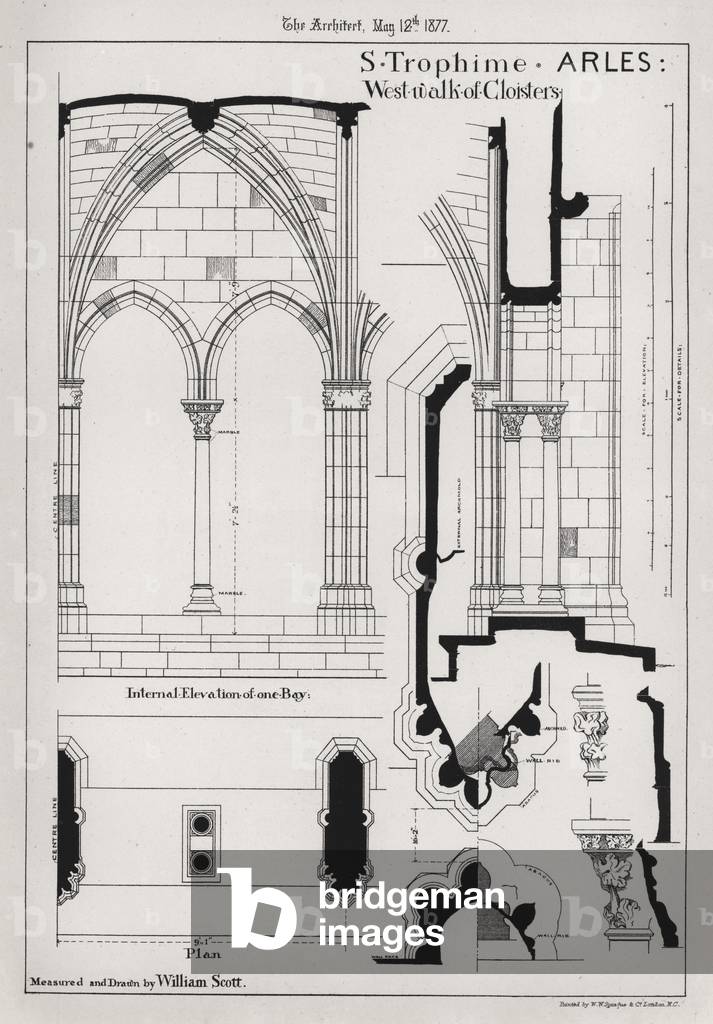 S Trophime, Arles, West Walk of Colisters (engraving)