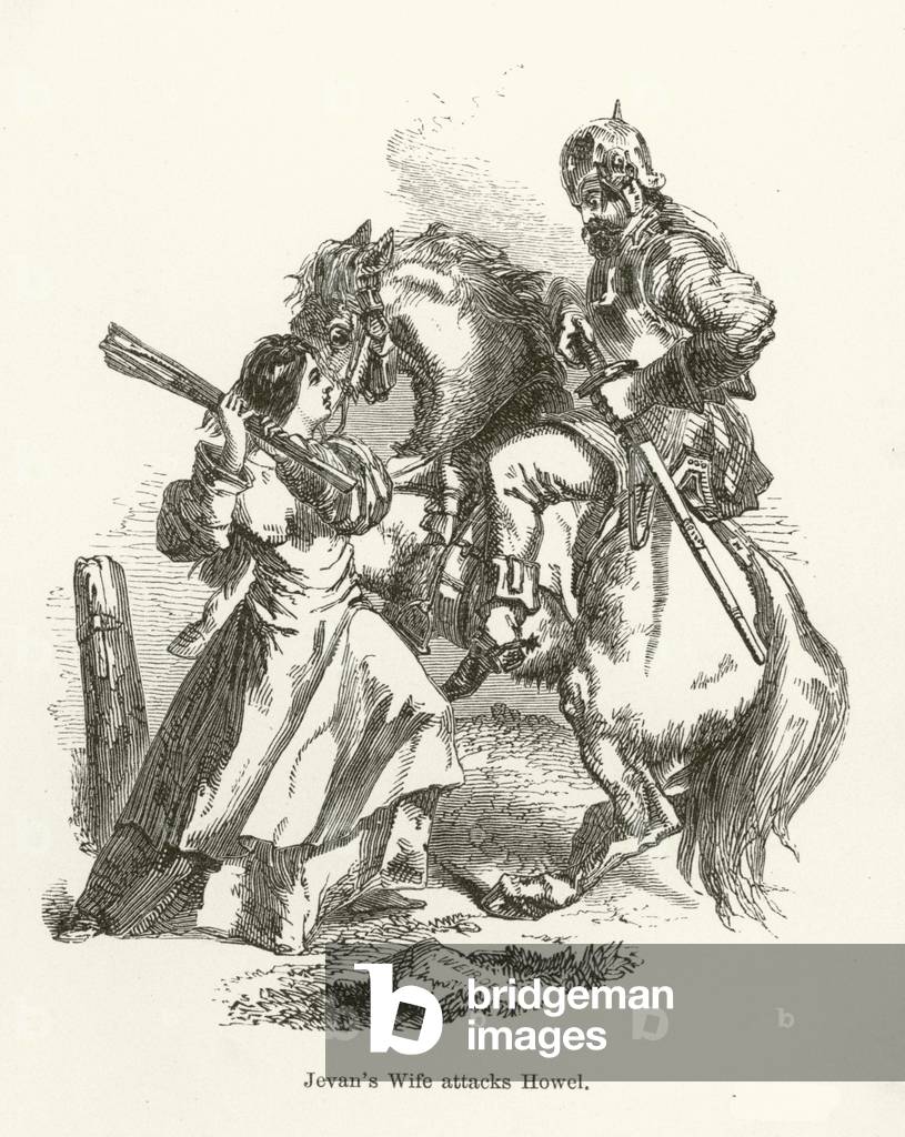 Jevans wife attacks Howel (engraving)
