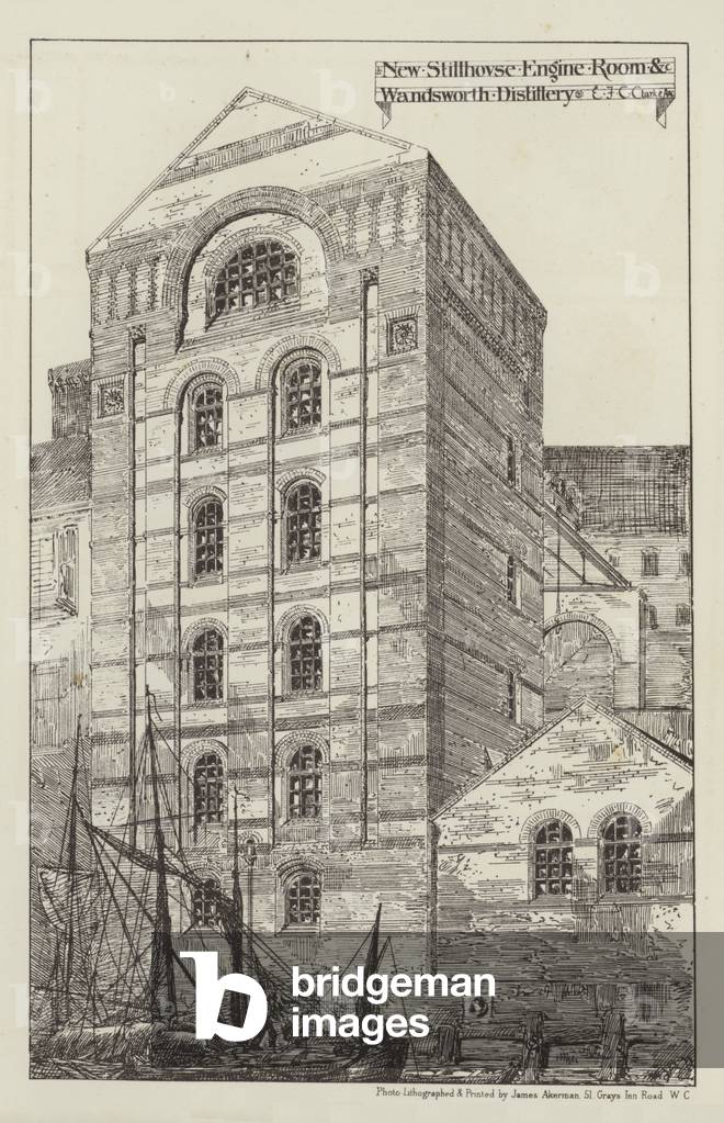 New Stillhouse Engine Room, etc, Wandsworth Distillery (engraving)