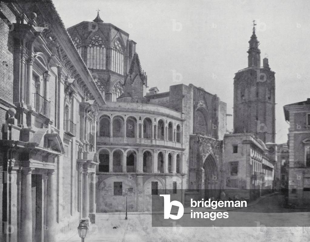 View of the Cathedral, Valencia (b/w photo)