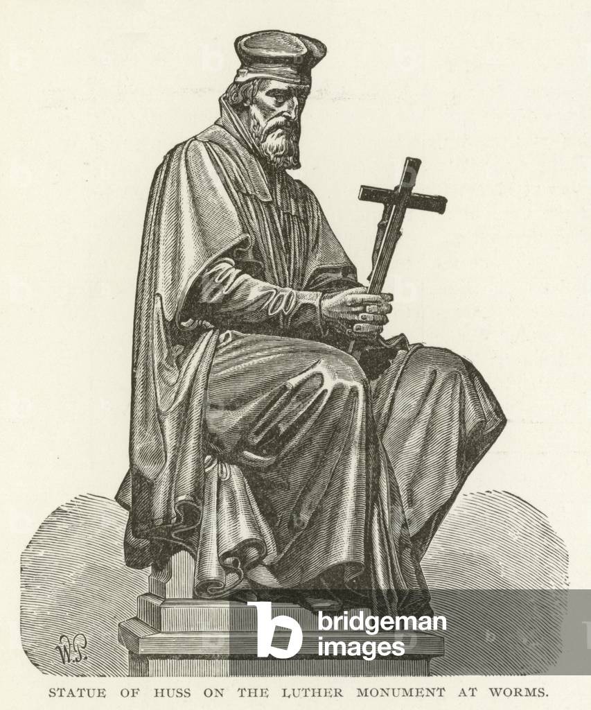 Statue of Huss on the Luther Monument at Worms (engraving)