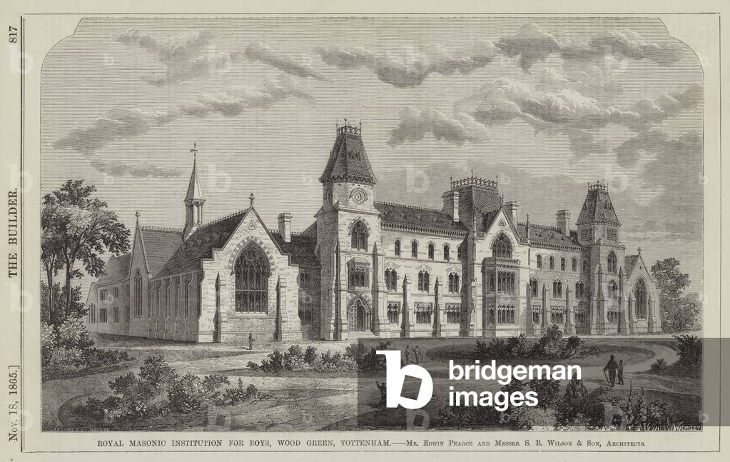 Royal Masonic Institution for Boys, Wood Green, Tottenham, Mr Edwin Pearce and Messrs S B Wilson  (engraving)