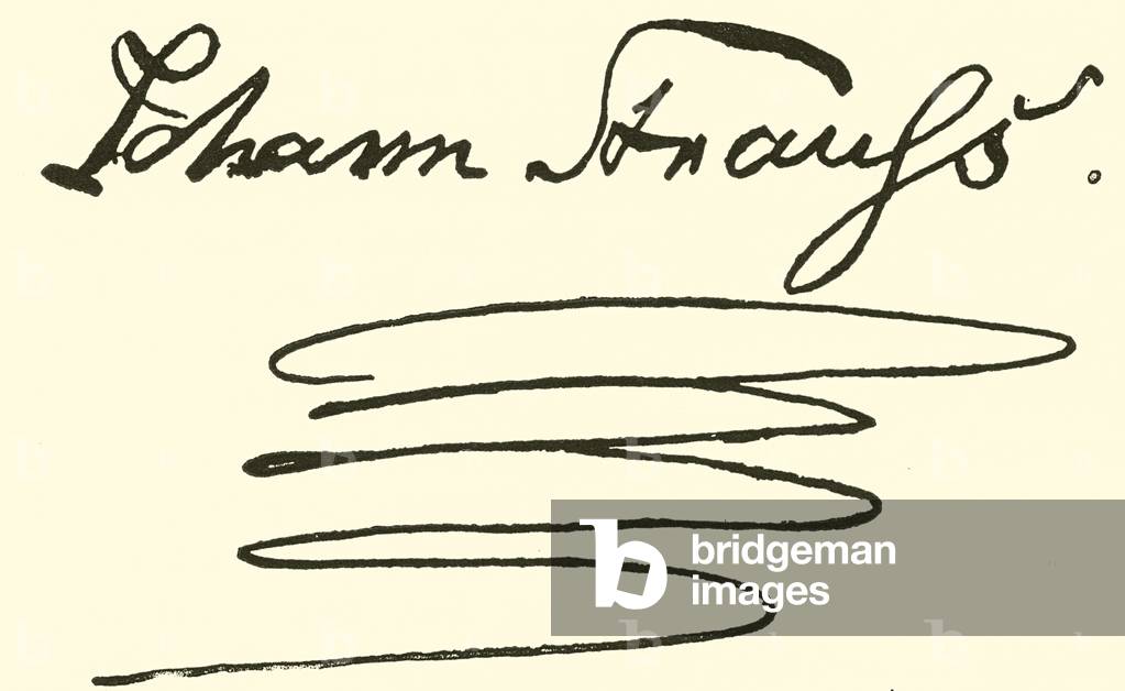 Johann Strauss, 1804-1849, signature (engraving)