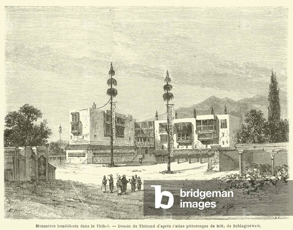 Monastere bouddhiste dans le Thibet (engraving)
