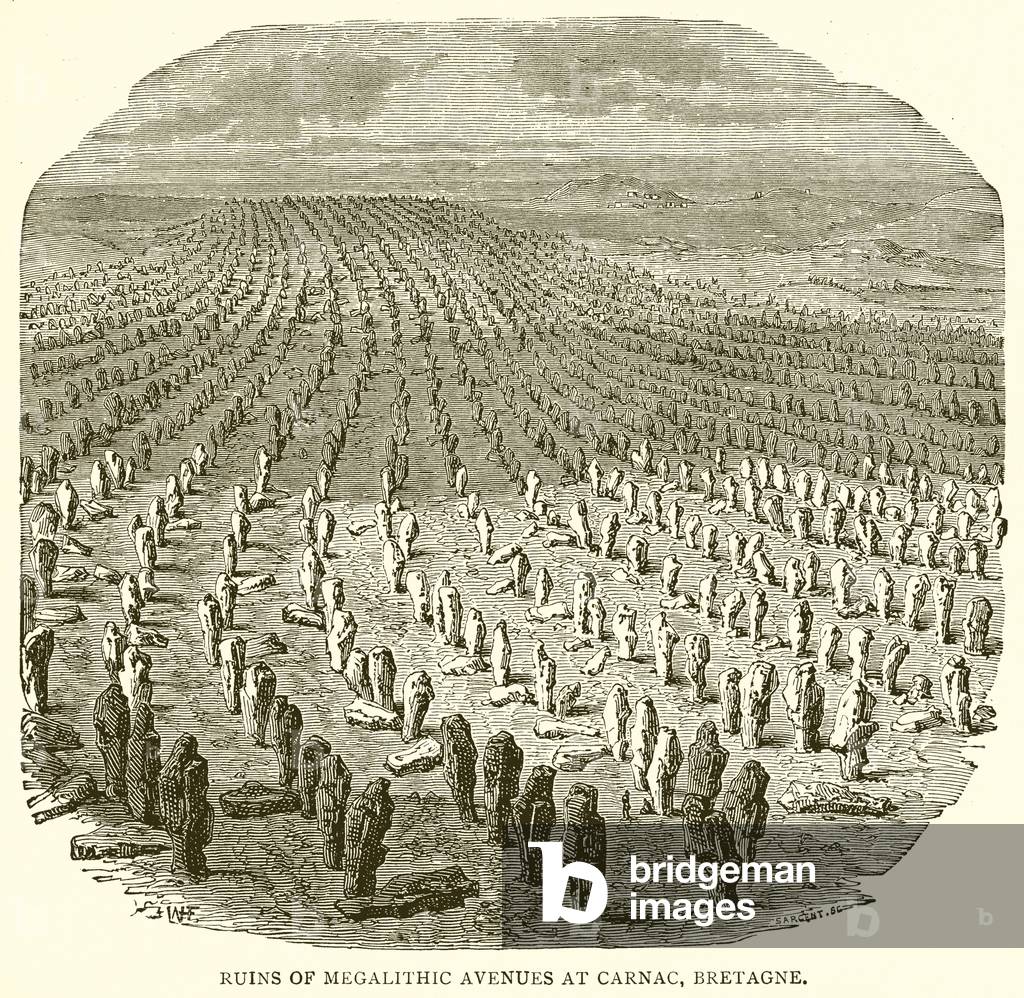 Ruins of Megalithic Avenues at Carnac, Bretagne (engraving)