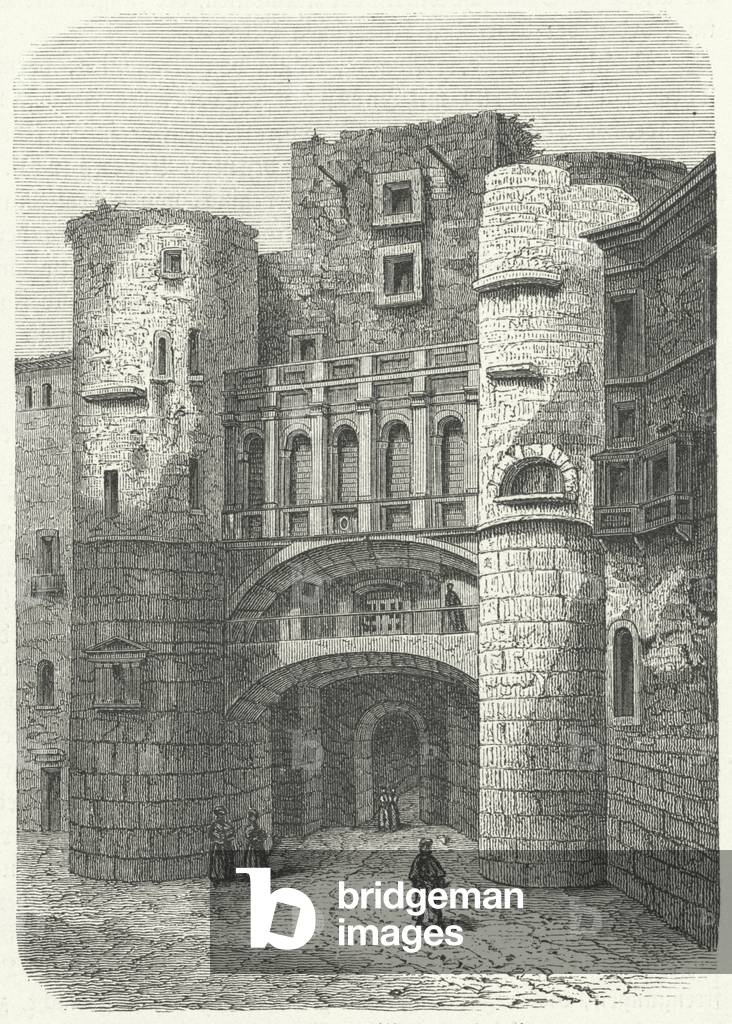 Praetoria Gate and Placa Nova, Barcelona (engraving)