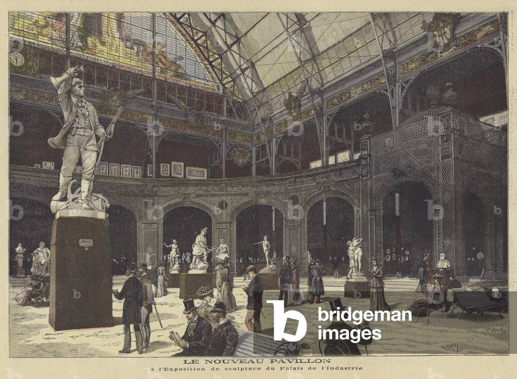 Exhibition of sculpure in the new pavilion of the Palais de l'Industrie, Paris (colour litho)