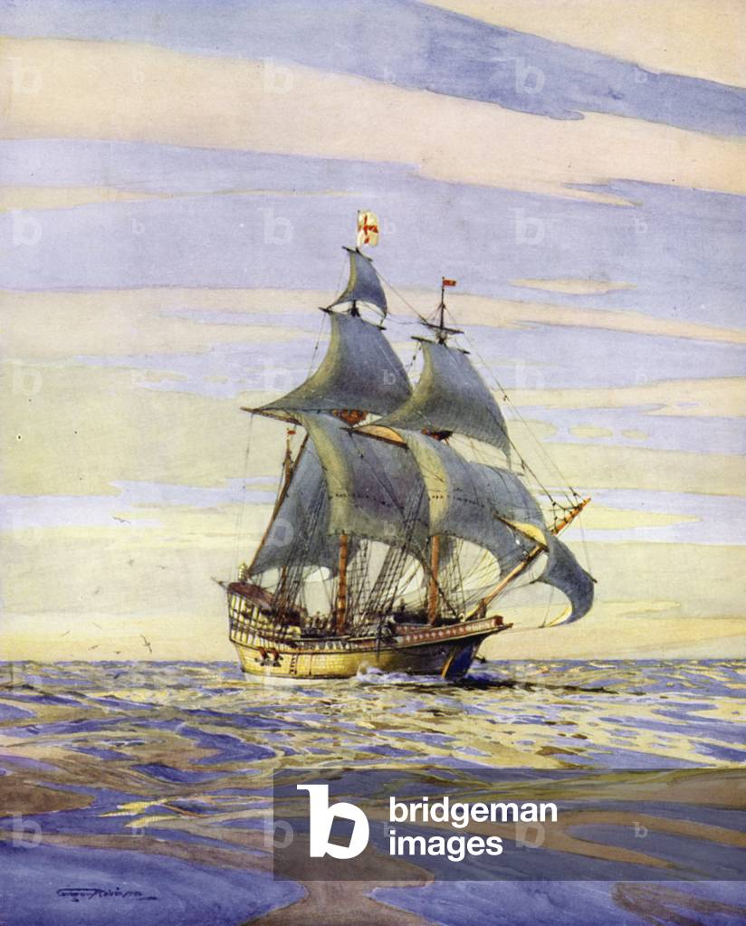 The Golden Hind, 1577 (colour litho)
